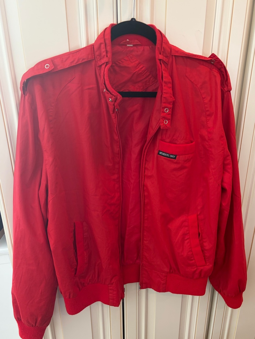 Red Members Only Men's Lightweight Bomber Jacket- size large